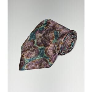 Oleg Cassini 100% Silk Tie Purple Green Paisley Italian VTG 90s Mens Size 57X3.8